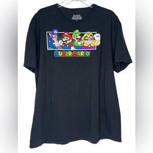 Super Mario Brothers‎ Black Mens Graphic Short Sleeve Tshirt Size 2XL